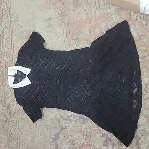 Sandro Paris black lace mini dress size xs with white color